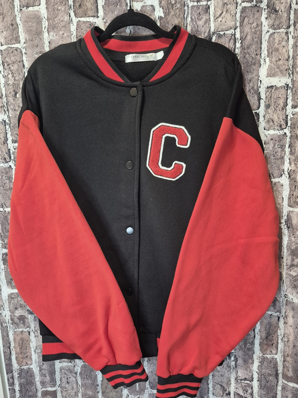 NWT Orange Kiss Chicago 1994 Varsity Bomber Jacket Black Red L - Picture 2 of 16